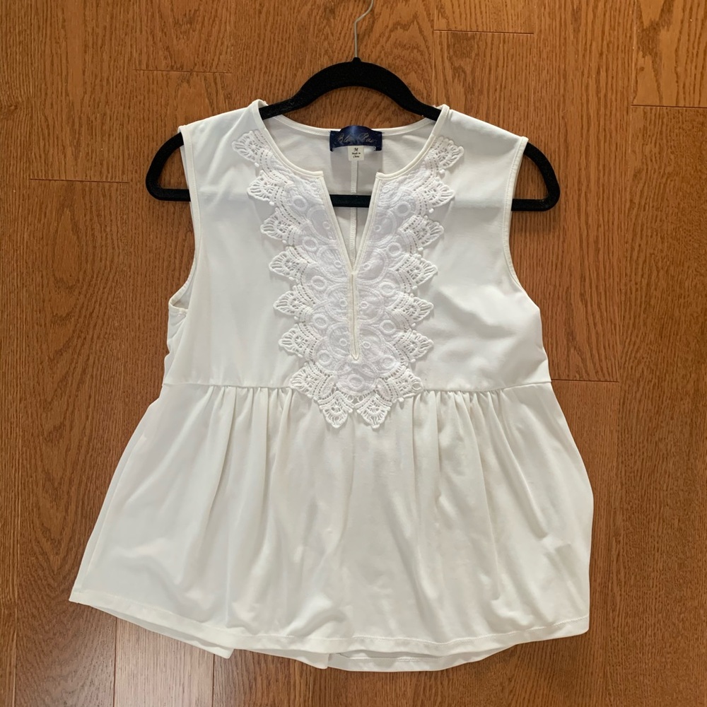 Blue Rain white tank blouse
